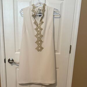 Jessica Howard Cream Dress with Gold Detailing